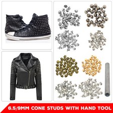 Cone Shape Punk Studs with Fixing Hand Tool Crafts Jeans Jackets Trouser 6.5/9mm