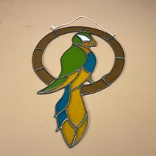 Stained Glass Parrot Suncatcher Tiffany Style Bird Window Hanging Ornament