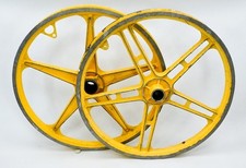 Vtg LESTER BMX Wheel Set Front & Rear Five Spoke Star Mags Old School OG Yellow