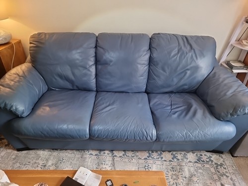 Blue leather seater - blue,
