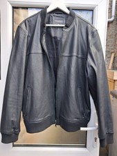 Mens Black Real Leather Bomber