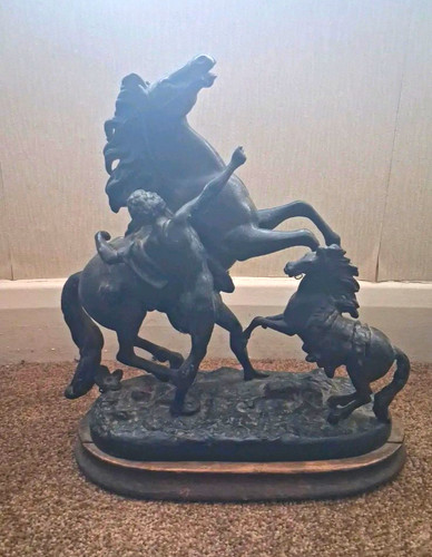 Black metal horse - metal, rider