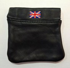 UNION JACK Unisex Soft Black Leather Coin Purse Snap Wallet Pouch Money Change