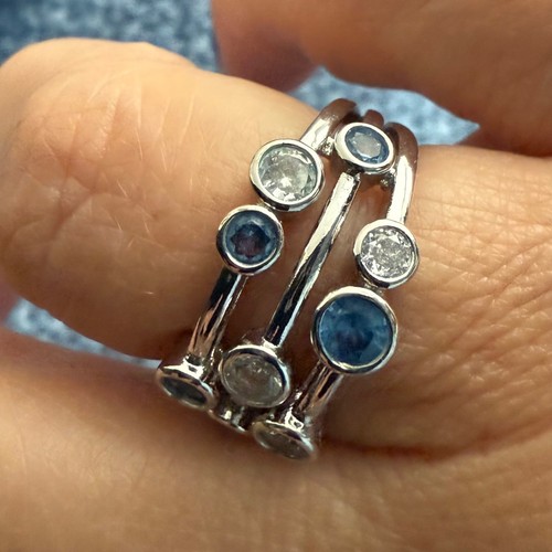 Silver bubble ring pale blue - silver,