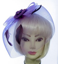 Lilac  fascinator hat with veil an feather headband, Weddings, Races, Ladies Day