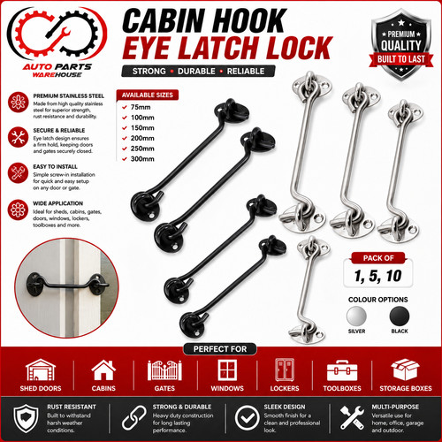 Cabin hook and - eye, lock