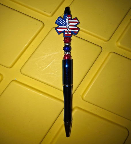 Metal beaded ballpoint pen - ballpoint, w/