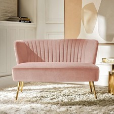 Pink Velvet 2 Seater Sofa