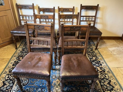 Set carved oak laddder - set, 8