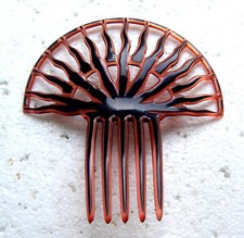 Classic art deco sunray hair comb amber and black