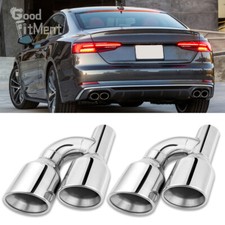 2X 2.5" Inlet 4" Outlet 11.25" Dual Exhaust Pipe Tips Double Wall For Audi A5 S5