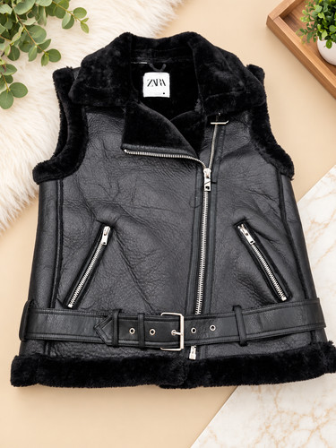 Zara biker moto double - zara, faced