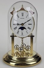 Bulova Moon Phase Torsion Pendulum Glass Dome Clock West Germany B8525 VTG Works