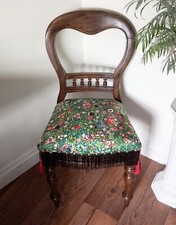 Victorian Balloon Chair Reupholstered Pink & Green Klimt Italian Garden Velvet