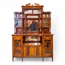 Antique Rosewood Inlaid Display Cabinet C.1880