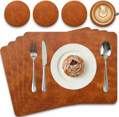 Brown placemats set - brown, with