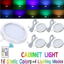 4x RGB LED Under Cabinet Lights Cupboard Kitchen Counter Color Changing Lamp UK