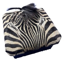 Real Zebra Skin Ottoman Cube 9 H X 13 X 13" Zebra Skin Hair-on Foot Stool