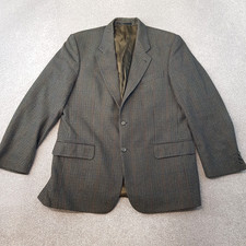 Gurteen Mens Jacket 44S Green Houndstooth Blazer Wool Tweed Check Hacking Game
