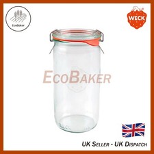 WECK 975 340ml Cylindrical Glass Sourdough / Preserving Jar, Lid, Seal & Clamps 