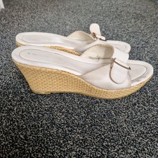 Roberto Vianni Size 7 Shoes Eur 41 Wedge Heel Leather Slip on Mule Buckle