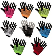 80s Fishnet Short Gloves Neon