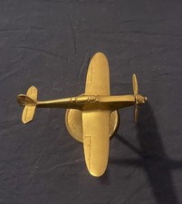 Vintage Solid Brass Spitfire With Rotating Propeller On Stand VGC 17cm x 15cm