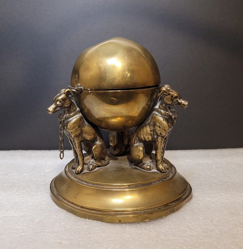 Antique brass greyhound - greyhound, globe