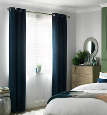 Habitat Cord striped Curtains 168x183CM Navy Blue Fully Lined Eyelet Pair New