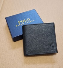 Men’s Polo Ralph Lauren Small Pony Bi-Fold Leather Wallet in Coin Pocket (Gift)