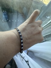 Saphire Tennis Bracelet Sterling Silver  Art Design Deco Lab