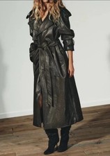 Zara Khaki Faux Leather Coat