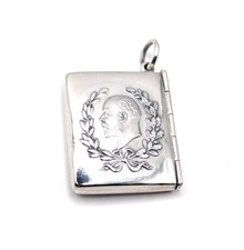 Edwardian Commemorative Silver Stamp Case. Sterling hallmarks dated 1902