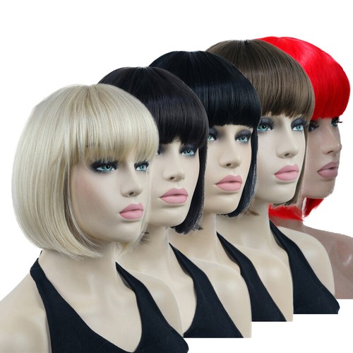 Women short straight bob hair - short,