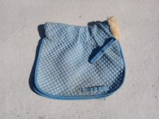 Roma Sheepskin Half Lined Saddle Pad. Blue. Full Size