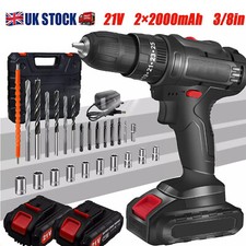 Cordless Combi Drill Set Electric Impact Driver Screwdriver + 2 x 21V Battery