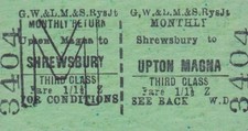 Great Western & LMS JOINT Railway Ticket SHREWSBURY 3404