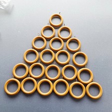 Curtain Rings Beech Wood Effect ~ Light Brown Plastic ~ With Eyelets ~Pack of 21