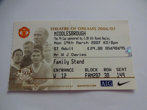 Ticket stub manchester - ,