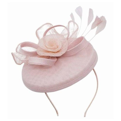 Blush pink disc sinamay flower - blush,