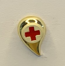 Vintage Gold Tone Red Cross Blood Donor Enamel Pin Badge VGC. Y12 73
