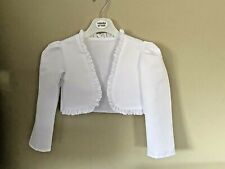 BABY GIRLS SATIN BOLERO WHITE IVORY FRILLED SHRUG JACKET FLOWER GIRL WEDDING