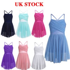 UK Girls Ballet Dance Gymnastics Leotard Dress Lyrical Dance Costume Dancewear