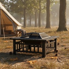 LARGE FIRE PIT BBQ GRILL OUTDOOR GARDEN FIREPIT BRAZIER STOVE PATIO HEATER TABLE