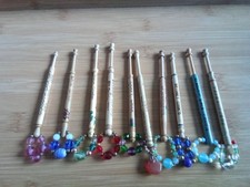 10 Wood Lace Making  Bobbins With Spangles # 10