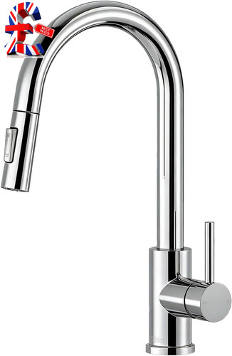 Chrome kitchen tap with pull - chrome,