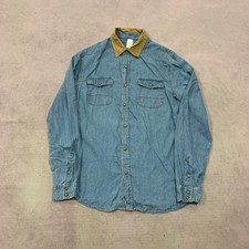 Denim Western Shirt long sleeve shirt with contrast collar Men's M