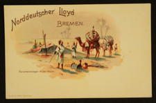 North German Lloyd Bremen Postcard Caravan Camp in the Desert Drexel & Adler