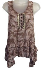NEW MATALAN ? BEIGE VISCOSE BEAUTIFULLY BEADED SLEEVELESS TOP ? SIZE 10 # 280*