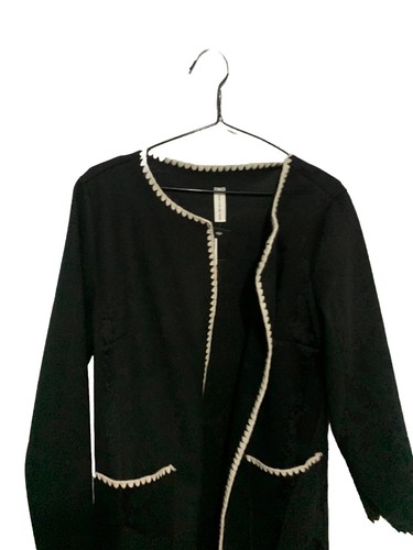 Black coat with - white, trim